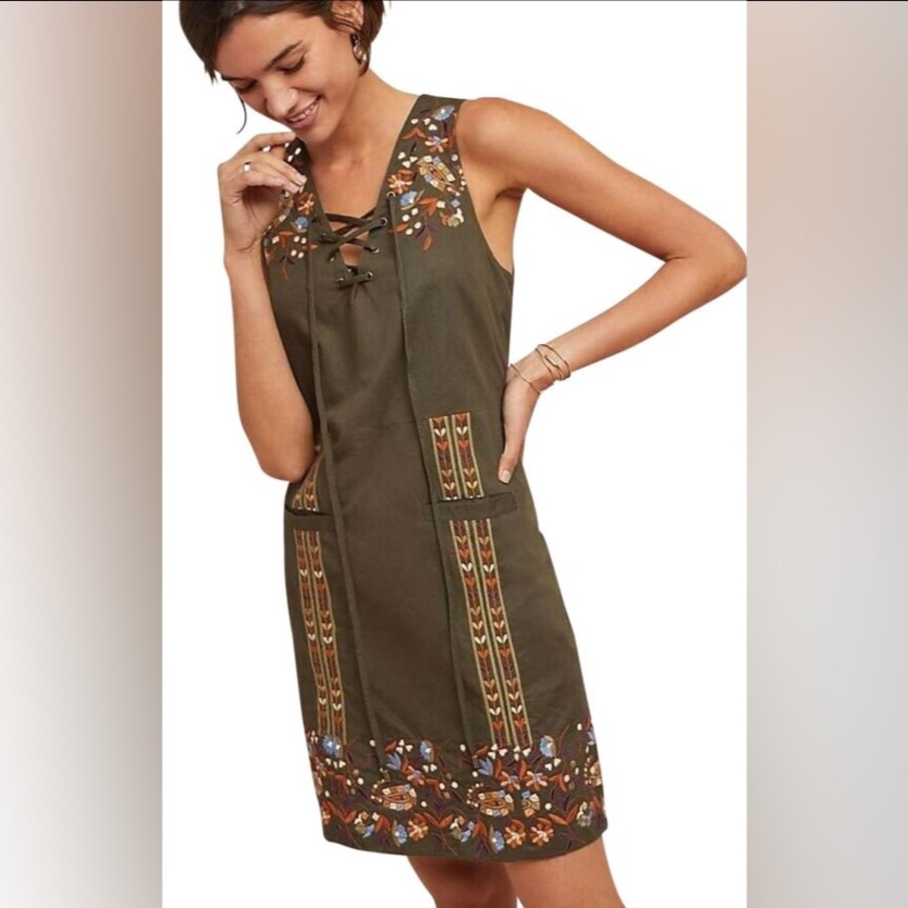 Anthropologie Boho Embroidered Dress